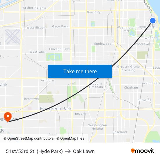 51st/53rd St. (Hyde Park) to Oak Lawn map