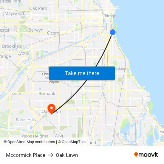 Mccormick Place to Oak Lawn map