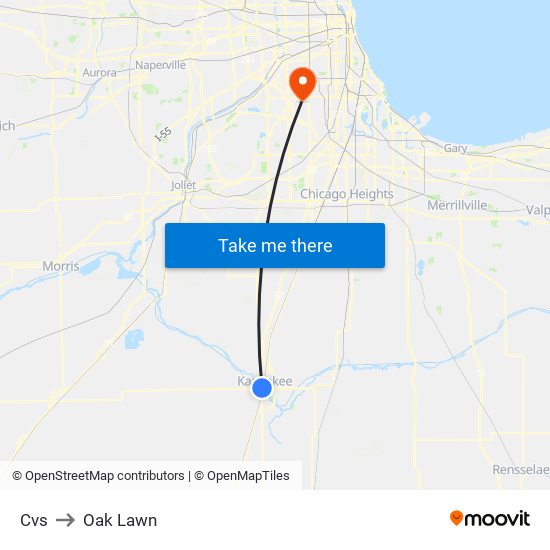 Cvs to Oak Lawn map