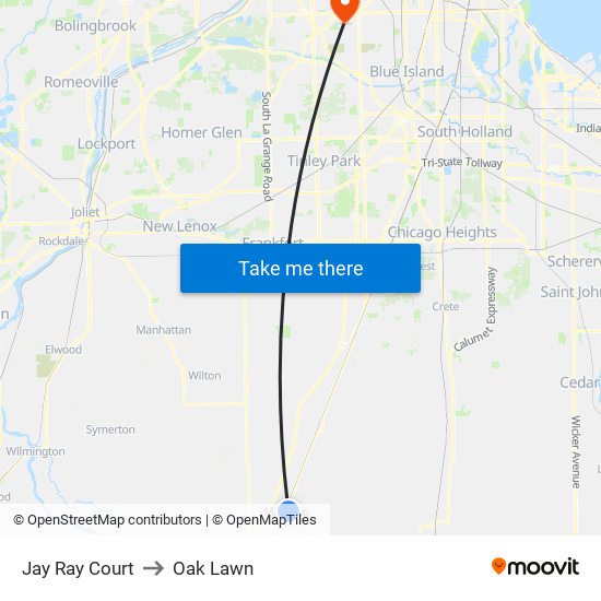 Jay Ray Court to Oak Lawn map