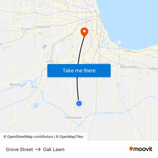 Grove Street to Oak Lawn map