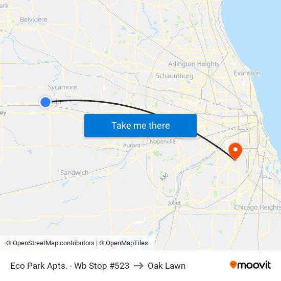 Eco Park Apts. - Wb Stop #523 to Oak Lawn map