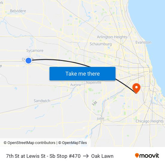 7th St at Lewis St - Sb Stop #470 to Oak Lawn map