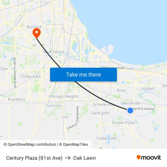 Century Plaza (81st Ave) to Oak Lawn map