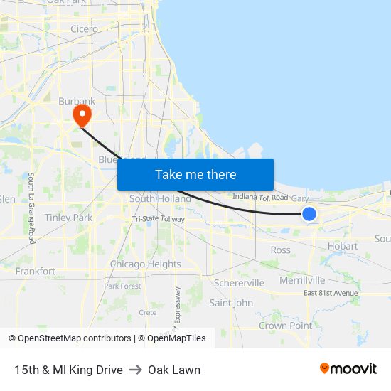 15th & Ml King Drive to Oak Lawn map