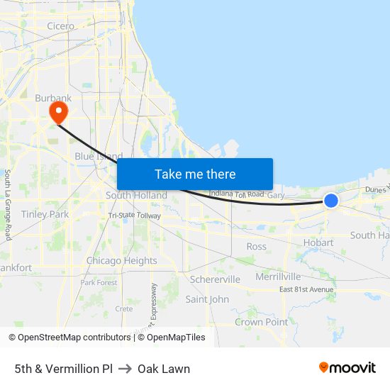 5th & Vermillion Pl to Oak Lawn map