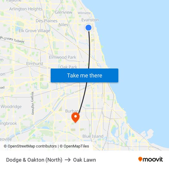 Dodge & Oakton (North) to Oak Lawn map