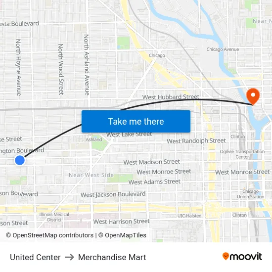 United Center to Merchandise Mart map