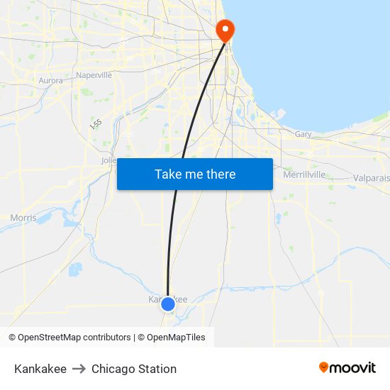 Kankakee to Chicago Station map