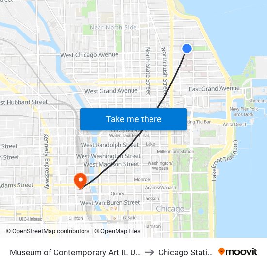 Museum of Contemporary Art IL USA to Chicago Station map