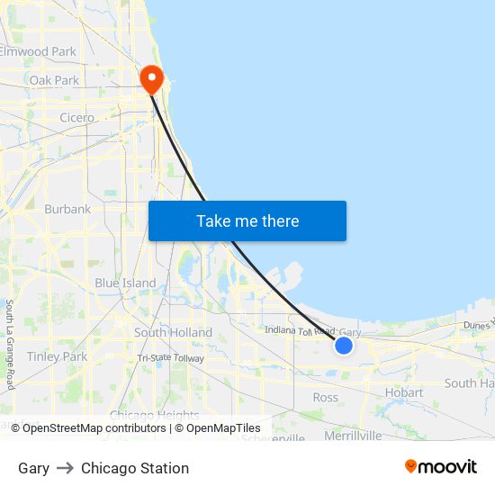 Gary to Chicago Station map