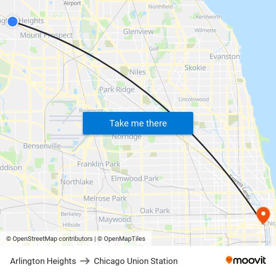 Arlington Heights to Chicago Union Station with public transportation