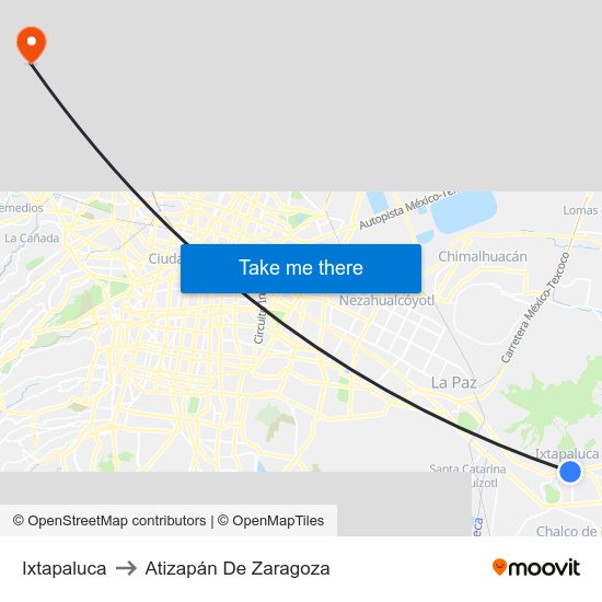 Ixtapaluca to Atizapán De Zaragoza map
