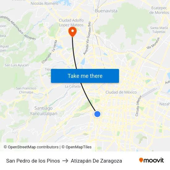 San Pedro de los Pinos to Atizapán De Zaragoza map