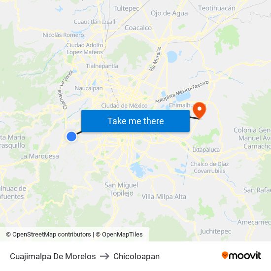 Cuajimalpa De Morelos to Cuajimalpa De Morelos map