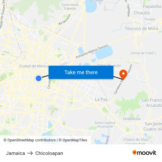 Jamaica to Chicoloapan map