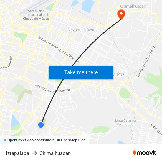 Iztapalapa to Chimalhuacán map