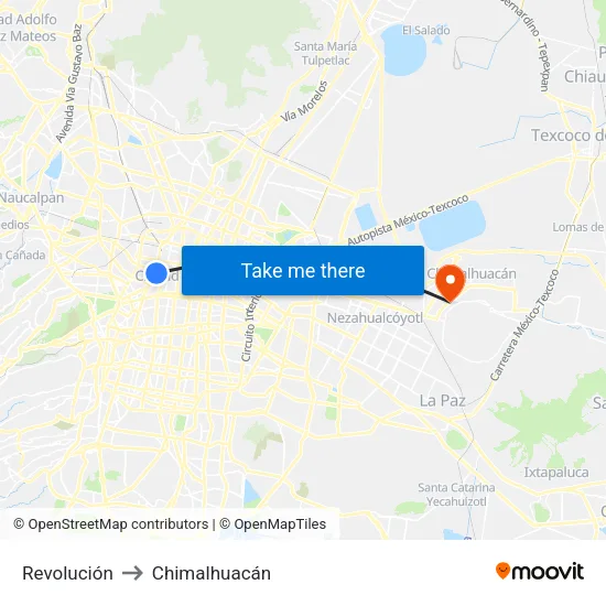 Revolución to Chimalhuacán map