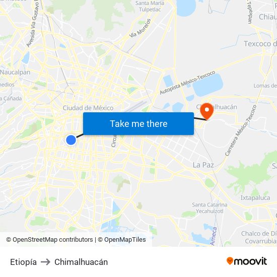 Etiopía to Chimalhuacán map