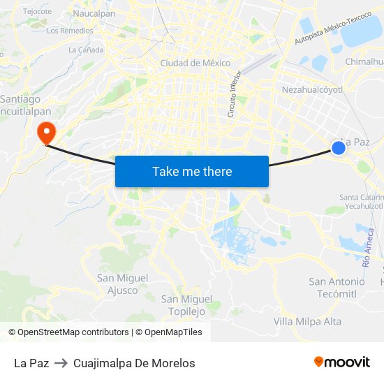 La Paz to Cuajimalpa De Morelos map