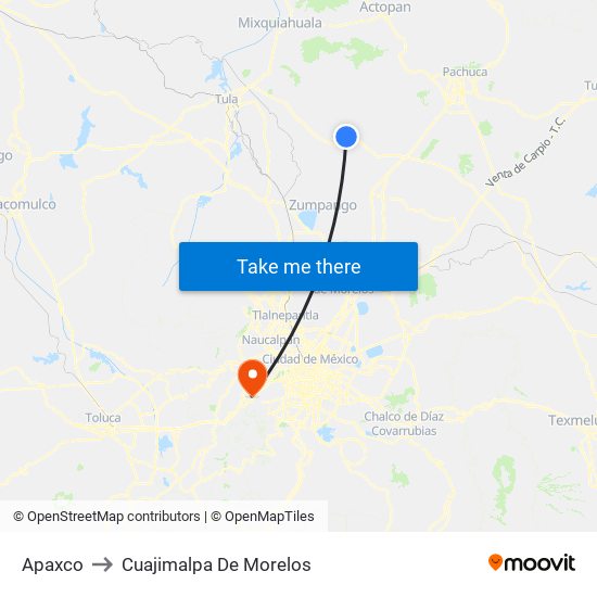 Apaxco to Cuajimalpa De Morelos map