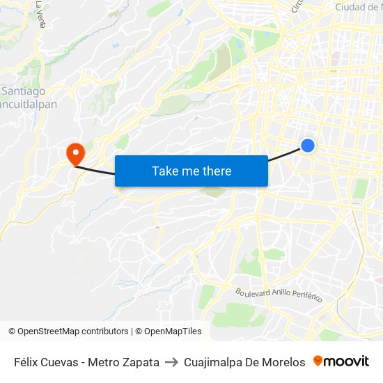 Félix Cuevas - Metro Zapata to Cuajimalpa De Morelos map