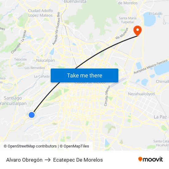 Alvaro Obregón to Ecatepec De Morelos map
