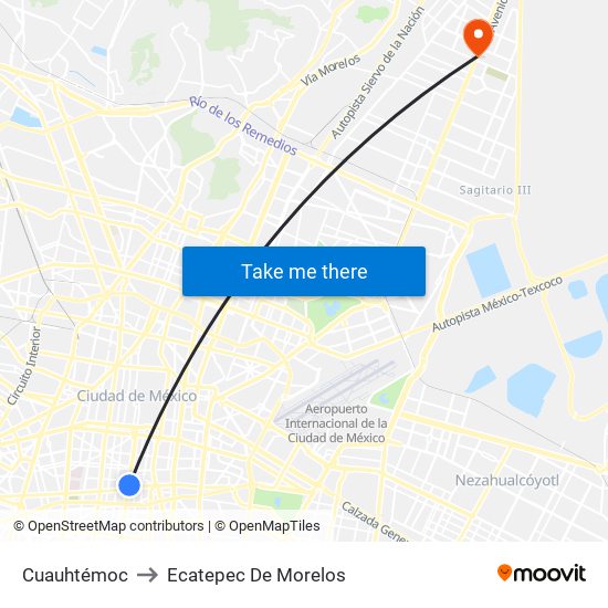 Cuauhtémoc to Ecatepec De Morelos map