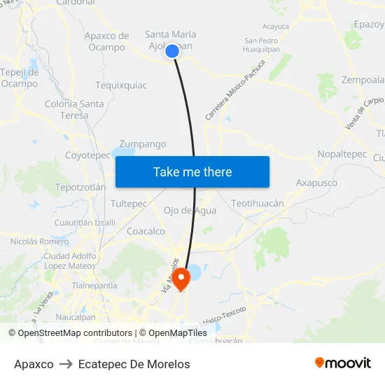 Apaxco to Ecatepec De Morelos map