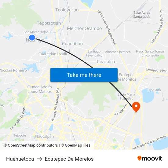 Huehuetoca to Ecatepec De Morelos map