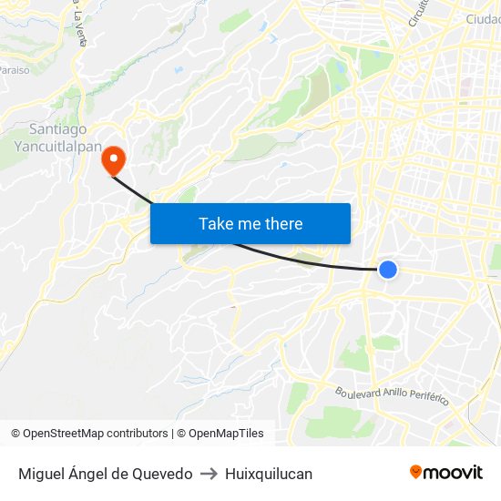 Miguel Ángel de Quevedo to Huixquilucan map