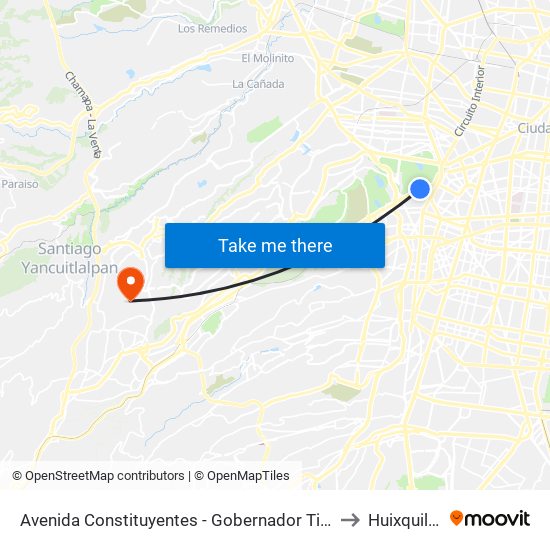 Avenida Constituyentes - Gobernador Tiburcio Montiel to Huixquilucan map