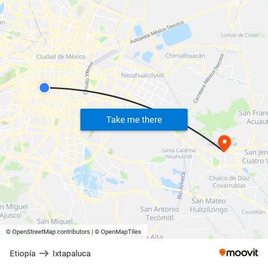 Etiopía to Ixtapaluca map