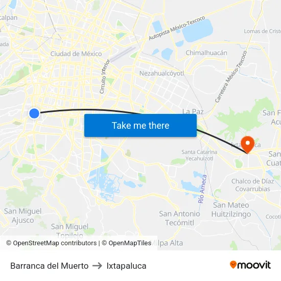 Barranca del Muerto to Ixtapaluca map