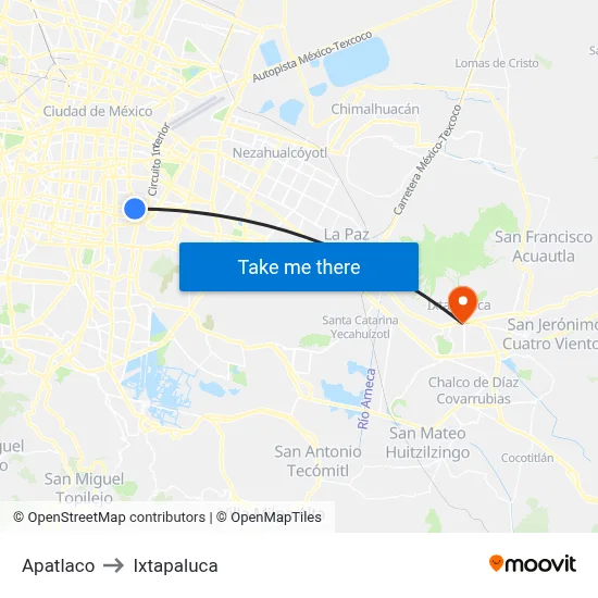 Apatlaco to Ixtapaluca map