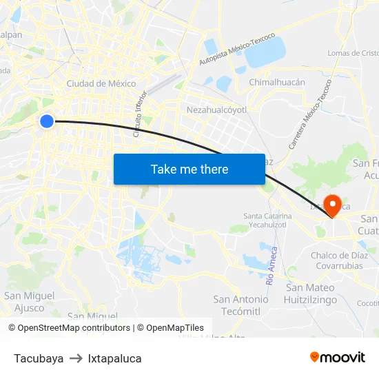 Tacubaya to Ixtapaluca map