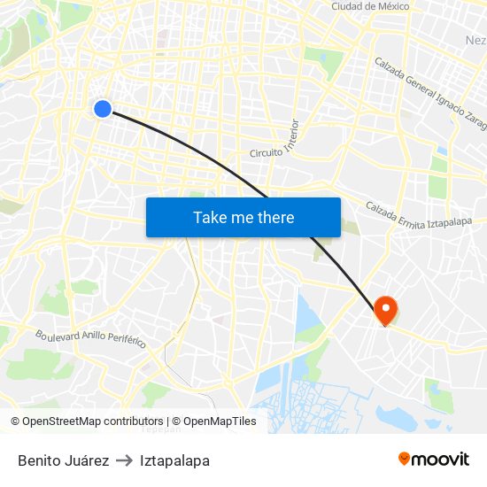 Benito Juárez to Iztapalapa map