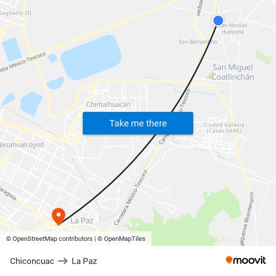 Chiconcuac to La Paz map