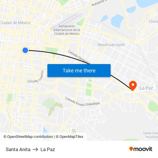 Santa Anita to La Paz map