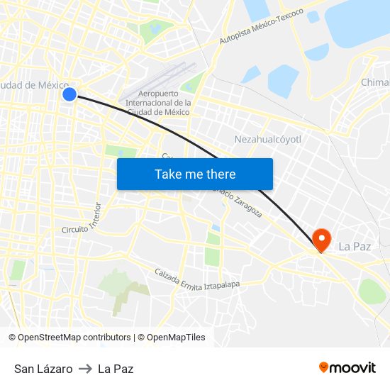 San Lázaro to La Paz map