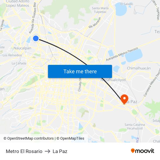 Metro El Rosario to La Paz map