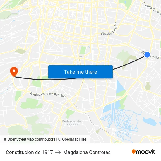 Constitución de 1917 to Magdalena Contreras map