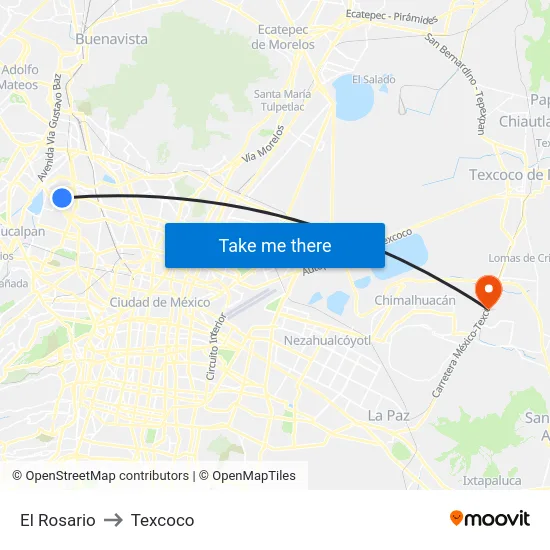 El Rosario to Texcoco map
