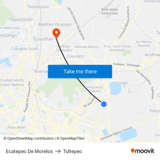 Ecatepec De Morelos to Tultepec map