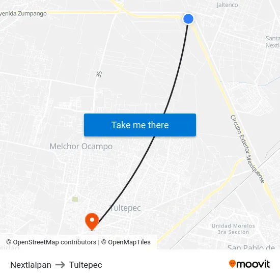 Nextlalpan to Tultepec map