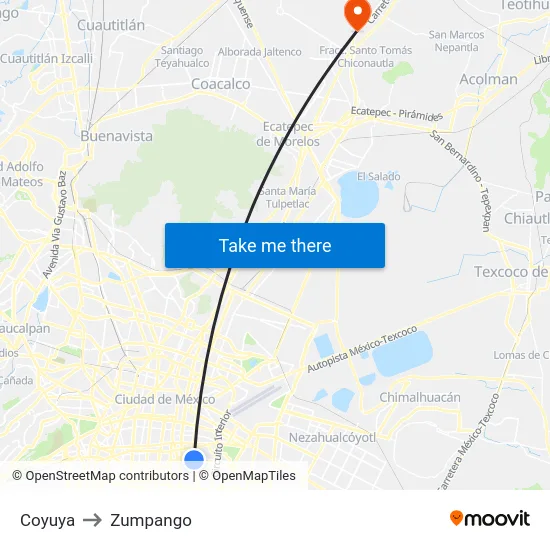 Coyuya to Zumpango map