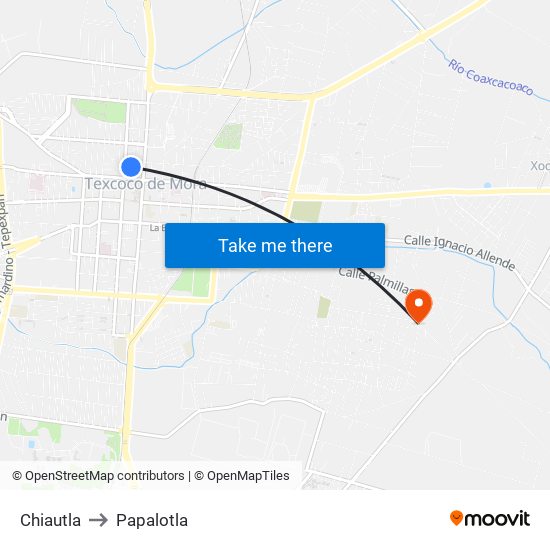 Chiautla to Papalotla map