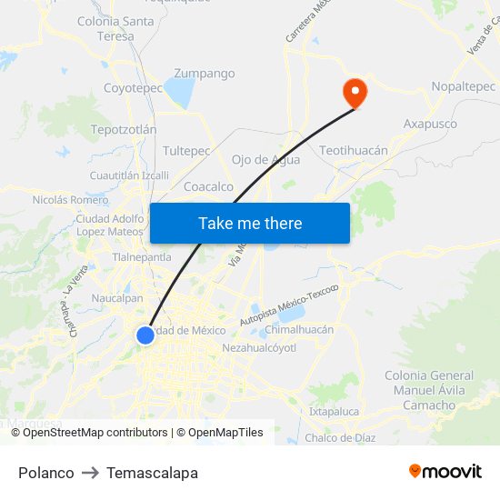 Polanco to Temascalapa map