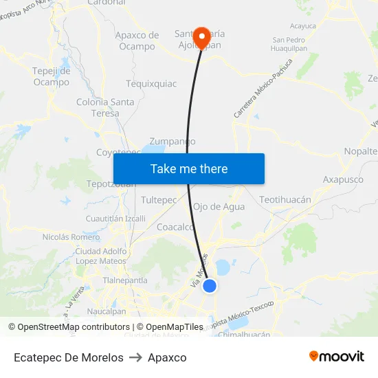 Ecatepec De Morelos to Apaxco map