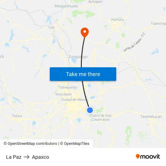 La Paz to Apaxco map